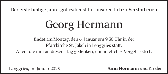 Traueranzeige von Georg Hermann von merkurtz