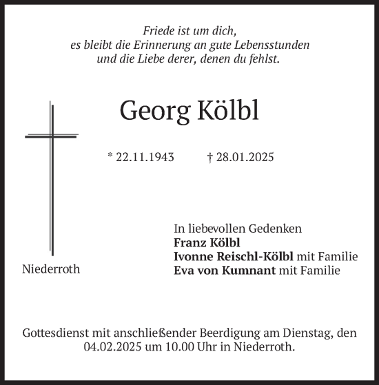 Traueranzeige von Georg Kölbl von merkurtz