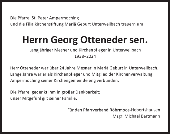 Traueranzeige von Georg Otteneder von merkurtz