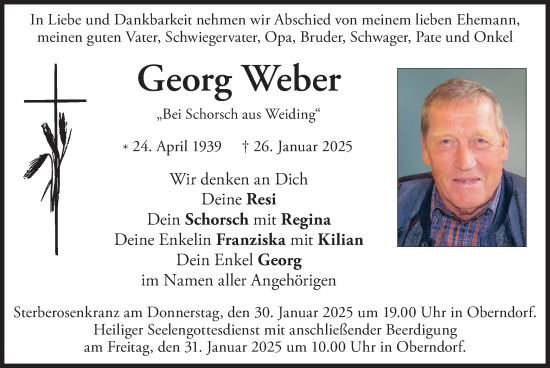 Traueranzeige von Georg Weber von merkurtz