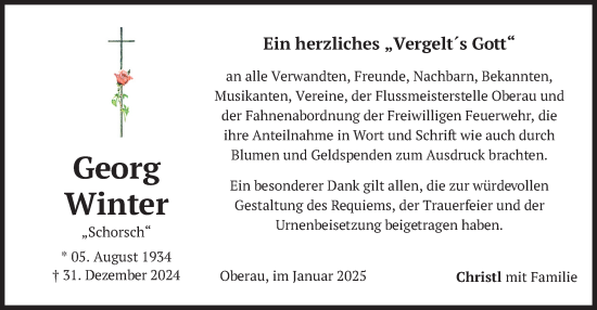 Traueranzeige von Georg Winter von merkurtz