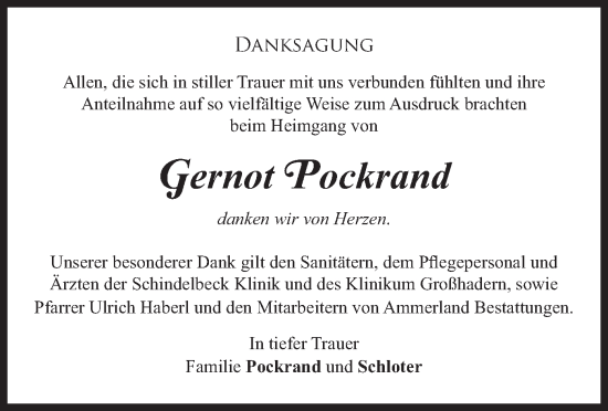 Traueranzeige von Gernot Pockrand von merkurtz