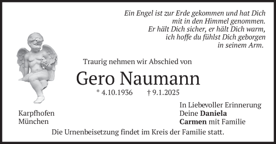 Traueranzeige von Gero Naumann von merkurtz