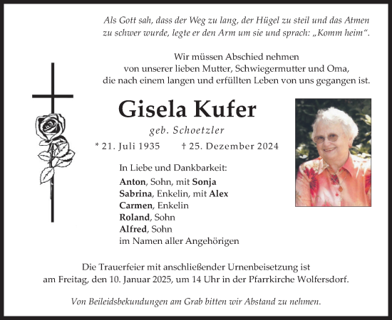 Traueranzeige von Gisela Kufer von merkurtz