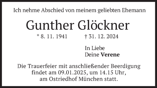 Traueranzeige von Gunther Glöckner von merkurtz