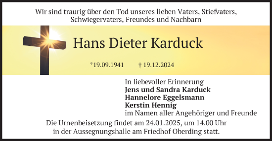 Traueranzeige von Hans Dieter Karduck von merkurtz