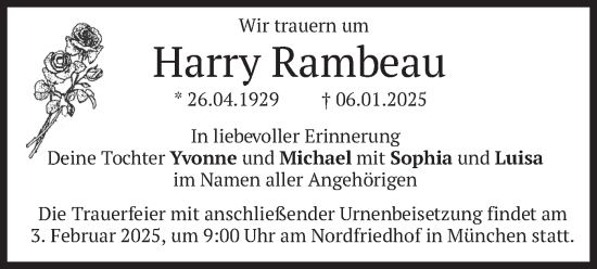 Traueranzeige von Harry Rambeau von merkurtz
