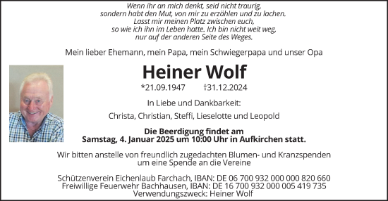 Traueranzeige von Heiner Wolf von merkurtz