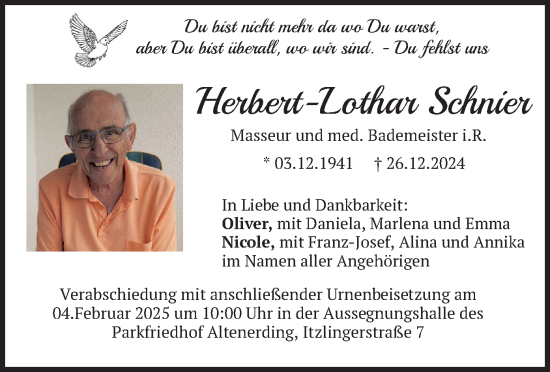 Traueranzeige von Herbert-Lothar Schnier von merkurtz