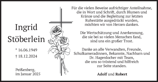 Traueranzeige von Ingrid Stöberlein von merkurtz