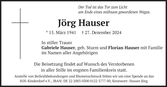 Traueranzeige von Jörg Hauser von merkurtz