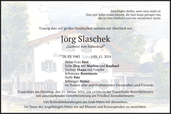 Traueranzeige von Jörg Slaschek von merkurtz