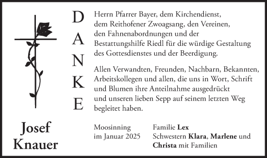 Traueranzeige von Josef Knauer von merkurtz