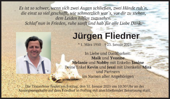 Traueranzeige von Jürgen Fliedner von merkurtz