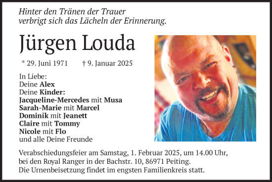 Traueranzeige von Jürgen Louda von merkurtz