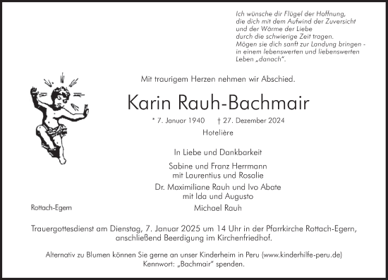 Traueranzeige von Karin Rauh-Bachmair von merkurtz