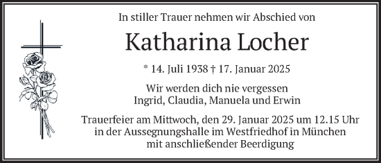 Traueranzeige von Katharina Locher von merkurtz