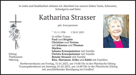 Traueranzeige von Katharina Strasser von merkurtz