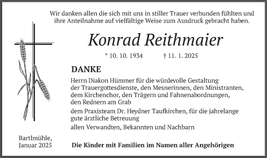 Traueranzeige von Konrad reithmaier von merkurtz