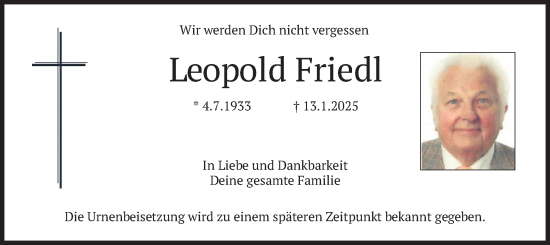 Traueranzeige von Leopold Friedl von merkurtz