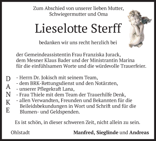 Traueranzeige von Lieselotte Sterff von merkurtz