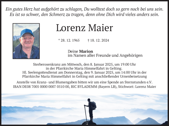 Traueranzeige von Lorenz Maier von merkurtz