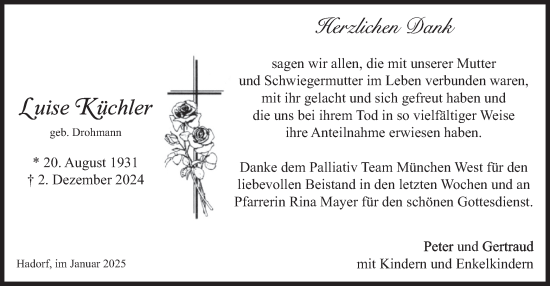 Traueranzeige von Luise Küchler von merkurtz