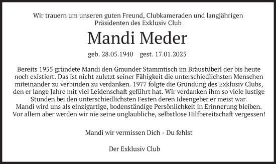 Traueranzeige von Mandi Meder von merkurtz