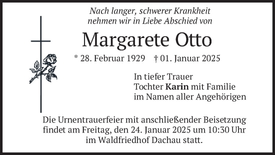 Traueranzeige von Margarete Otto von merkurtz