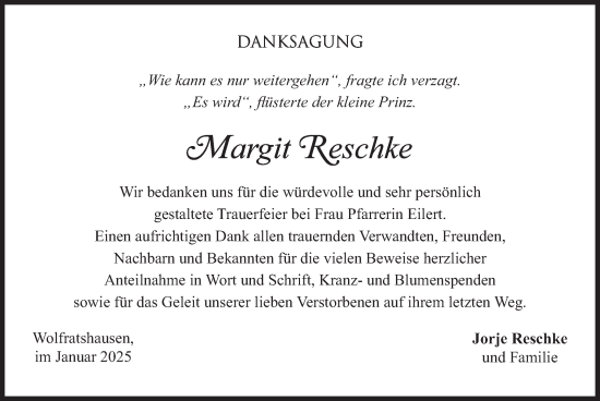 Traueranzeige von Margit Reschke von merkurtz