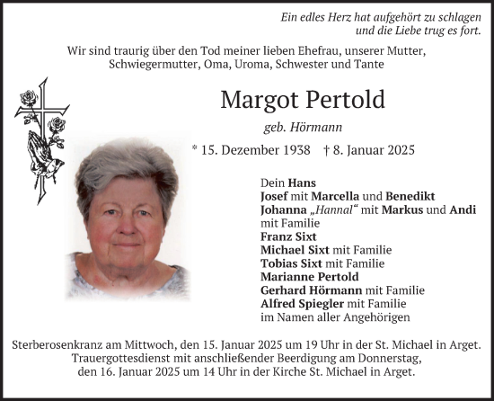 Traueranzeige von Margot Pertold von merkurtz