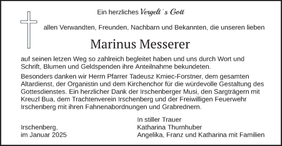 Traueranzeige von Marinus Messerer von merkurtz