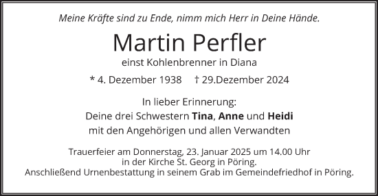 Traueranzeige von Martin Perfler von merkurtz