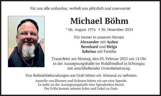 Traueranzeige von Michael Böhm von merkurtz