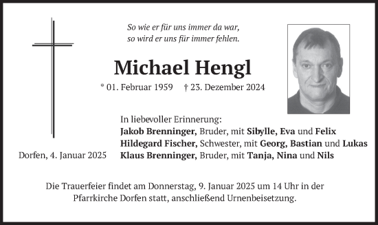 Traueranzeige von Michael Hengl von merkurtz