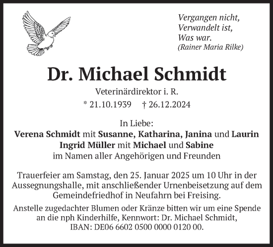Traueranzeige von Michael Schmidt von merkurtz