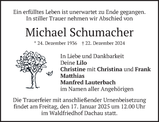 Traueranzeige von Michael Schumacher von merkurtz