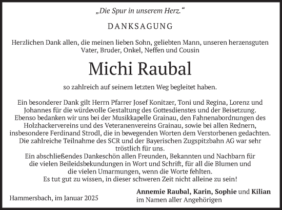 Traueranzeige von Michi Raubal von merkurtz