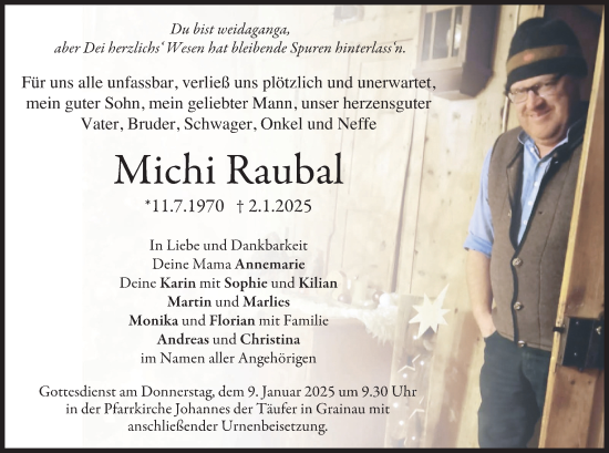 Traueranzeige von Michi Raubal von merkurtz