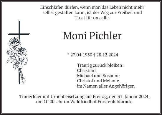 Traueranzeige von Moni Pichler von merkurtz