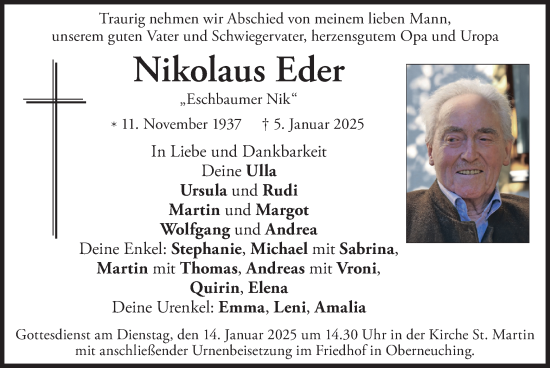 Traueranzeige von Nikolaus Eder von merkurtz