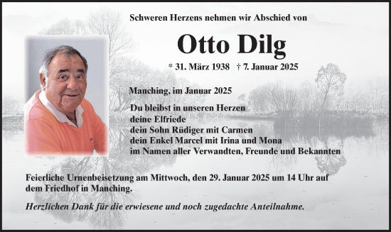 Traueranzeige von Otto Dilg von merkurtz
