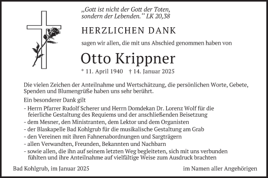 Traueranzeige von Otto Krippner von merkurtz