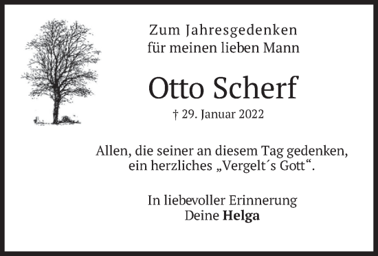 Traueranzeige von Otto Scherf von merkurtz