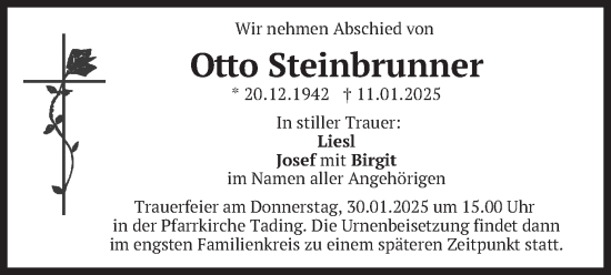 Traueranzeige von Otto Steinbrunner von merkurtz