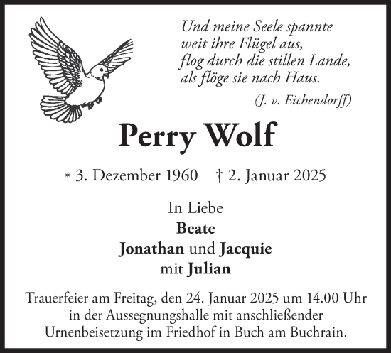 Traueranzeige von Perry Wolf von merkurtz