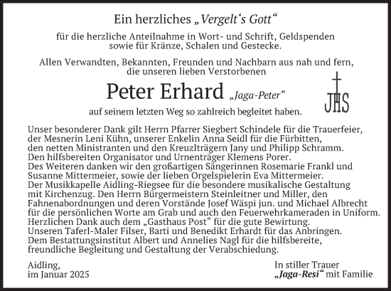 Traueranzeige von Peter Erhard von merkurtz