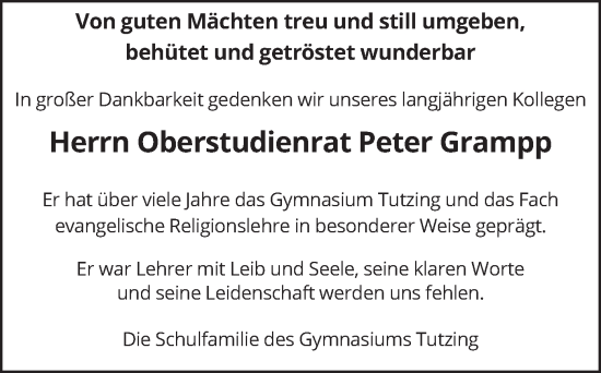 Traueranzeige von Peter Grampp von merkurtz