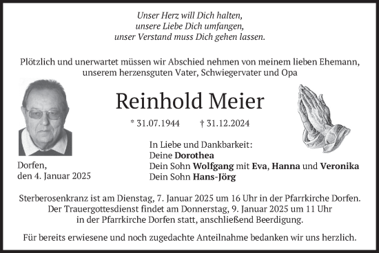 Traueranzeige von Reinhold Meier von merkurtz