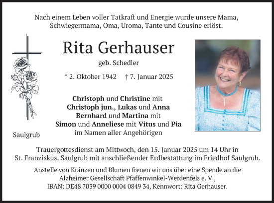 Traueranzeige von Rita Gerhauser von merkurtz